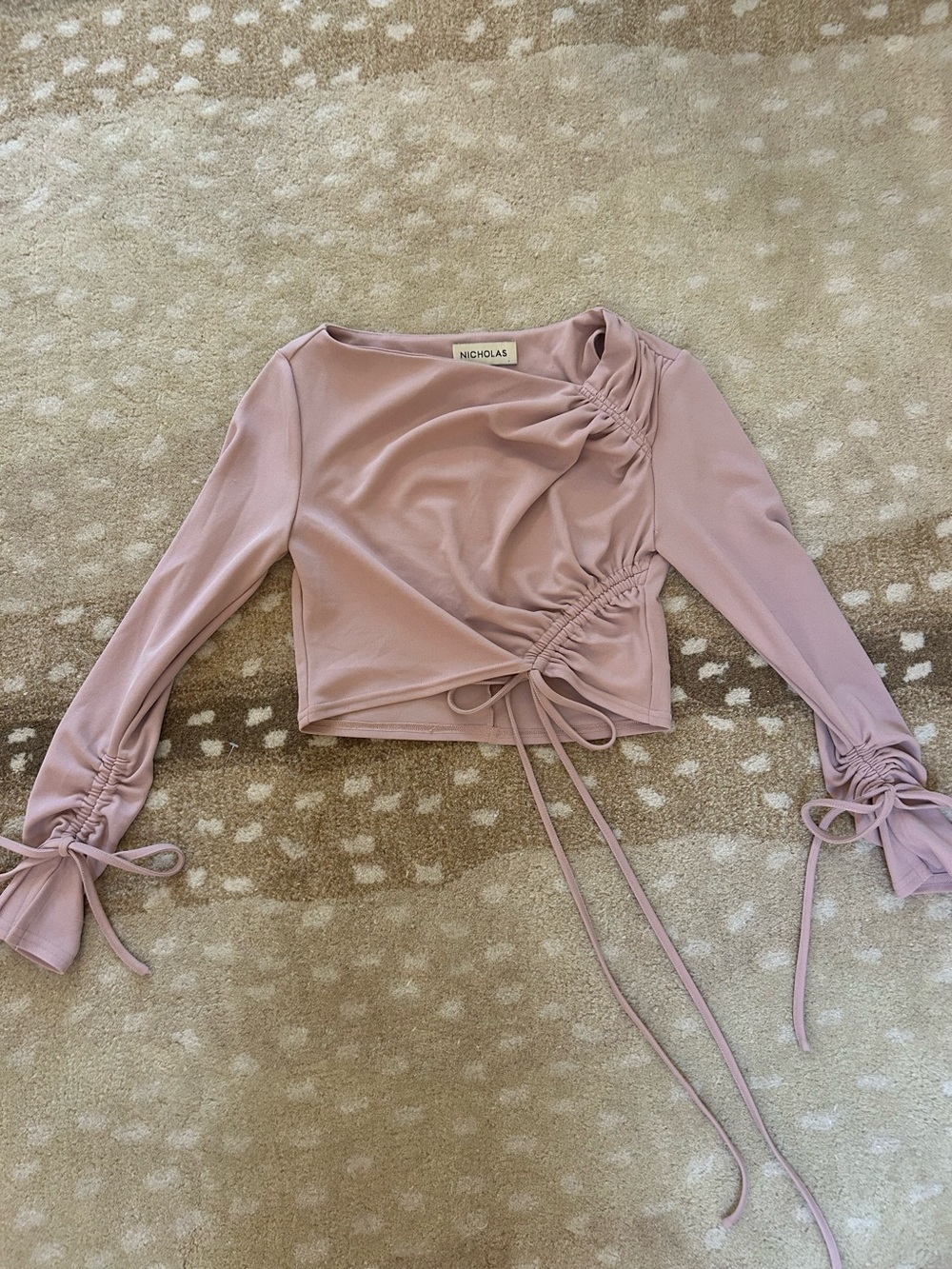 NICHOLAS Cropped Tie Detail Dusty Rose Top